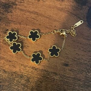 Gold and Black Clover Bracelet